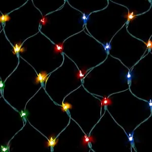 150 Count Net Lights - Multi Color Bulbs - Green Wire - Case of 6