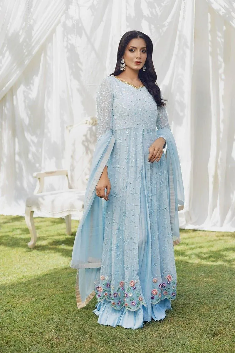 Aisha Fatema - Glacier Blue - Embroidered Chiffon - 2 Piece