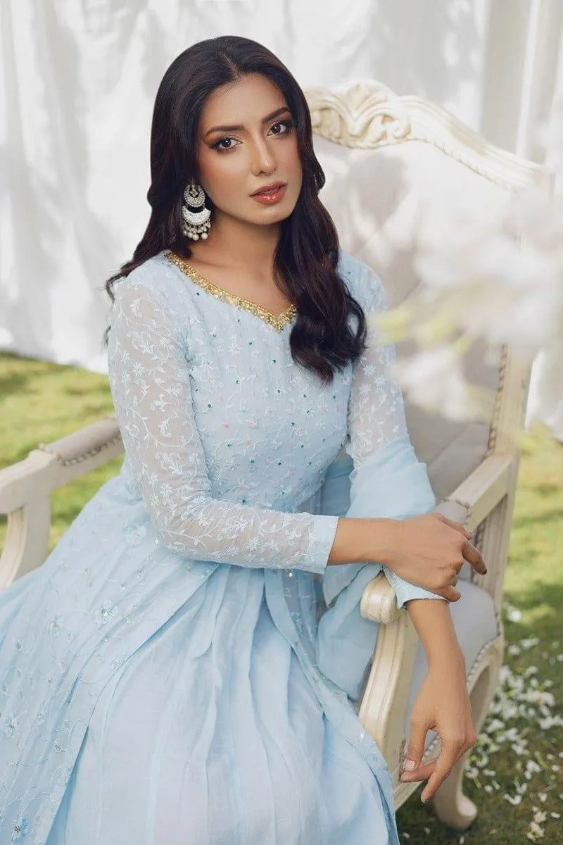 Aisha Fatema - Glacier Blue - Embroidered Chiffon - 2 Piece