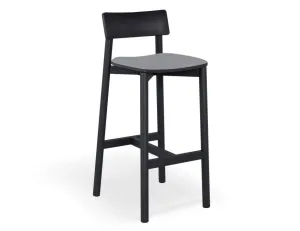 Andi Stool - Black with Pad - 66cm Seat Height Light Grey Fabric Seat Pad