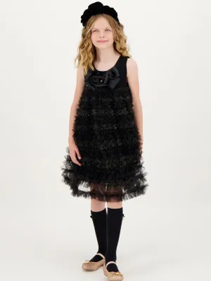 Angels Face Girls Donna Ruffle Dress in Black