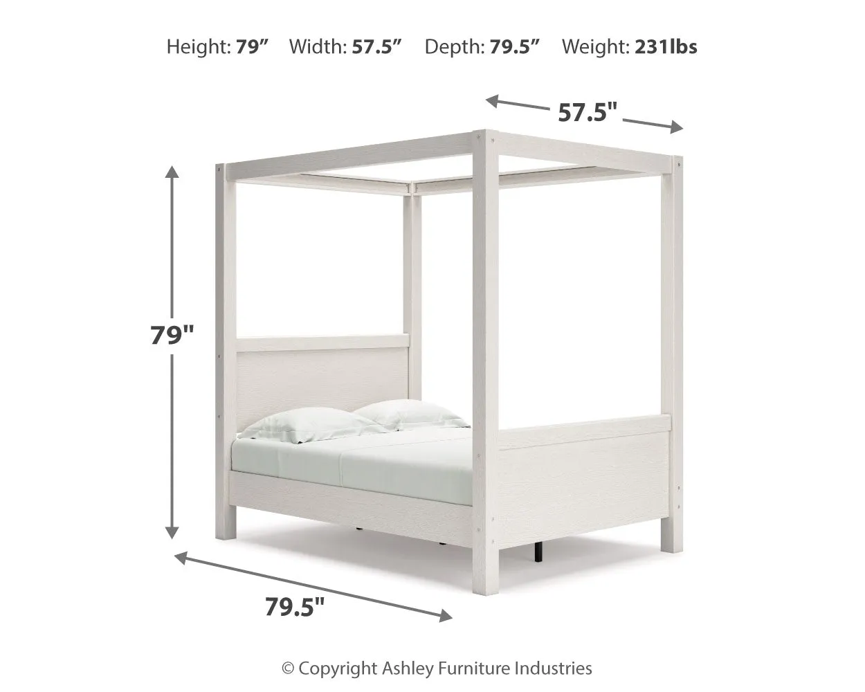 Aprilyn Full Canopy Bed with Dresser, Chest and Nightstand