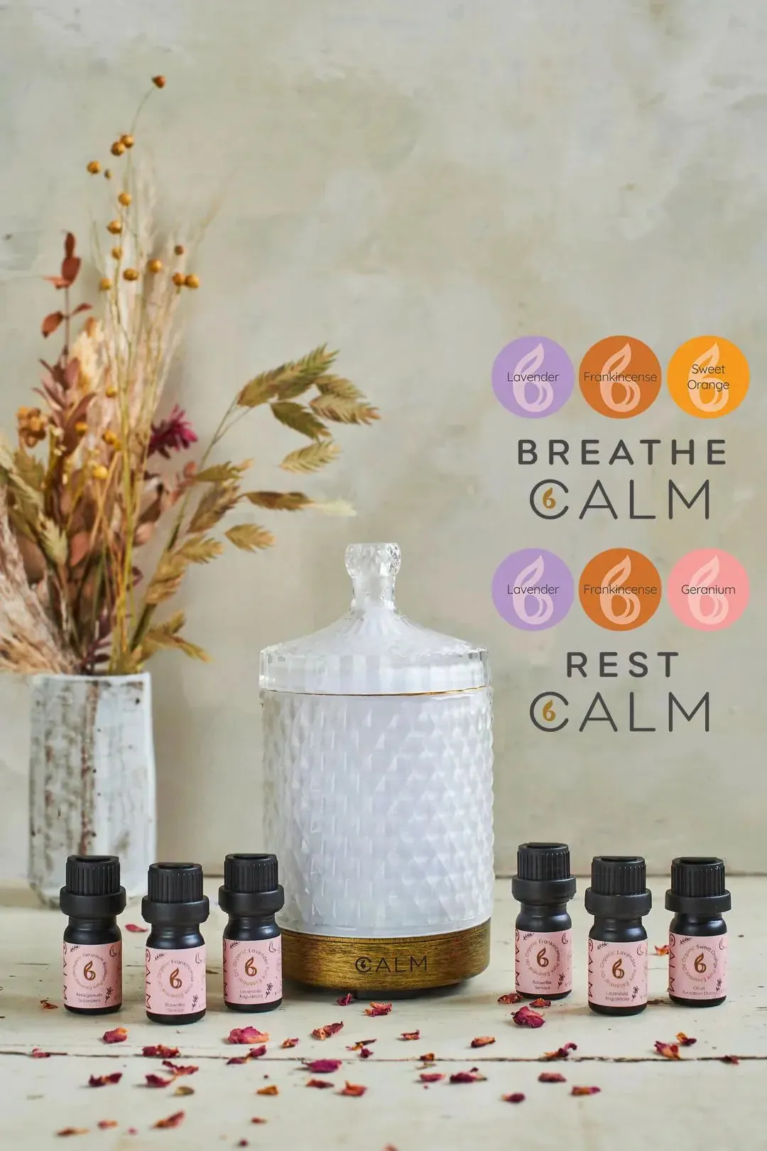 Aroma Diffuser With Breathe and Rest Calm Oil Sets