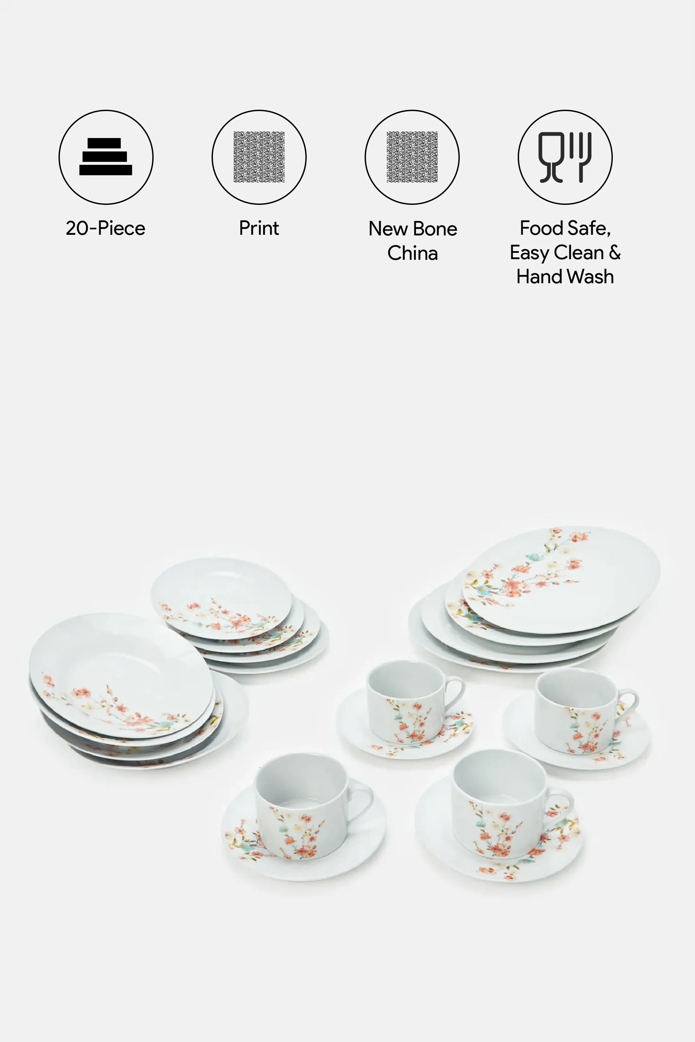 Assorted Floral Design Dinner Set (20 Piece)