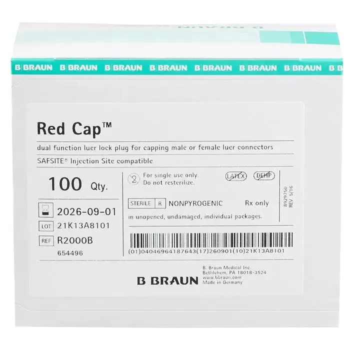 B Braun Red Caps, Replacement Caps for IV Administration Sets 100/Box