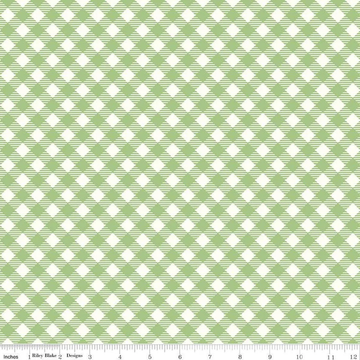 Bee Ginghams Debbie Granny Green Cotton Yardage by Lori Holt | Riley Blake Designs