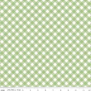 Bee Ginghams Debbie Granny Green Cotton Yardage by Lori Holt | Riley Blake Designs