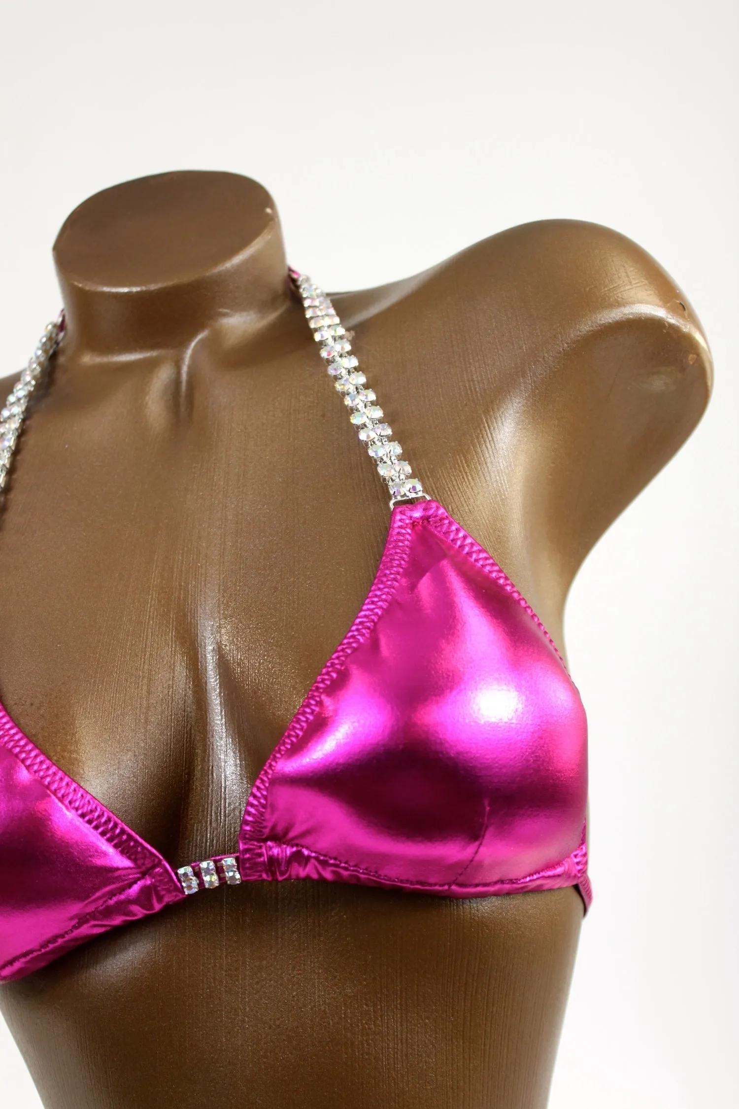 Bright Fuchsia Metallic Spandex Bikini Suit