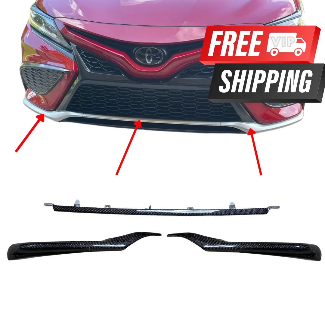 Carbon Fiber or Gloss Black Bottom Bumper Trims Compatible for 2021-2024 Toyota Camry XSE & SE - VIP Price Free Shipping Item