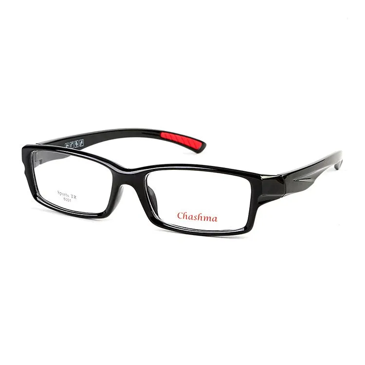 Chashma Ottica Men's Full Rim Square Tr 90 Titanium Sport Eyeglasses 6051