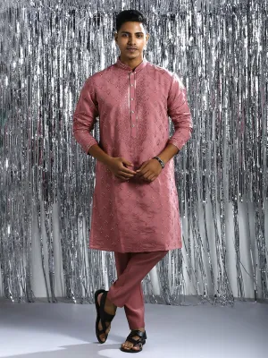 CHATEAU ROSE KURTA SET WITH INTRICATE EMBROIDERY WORK