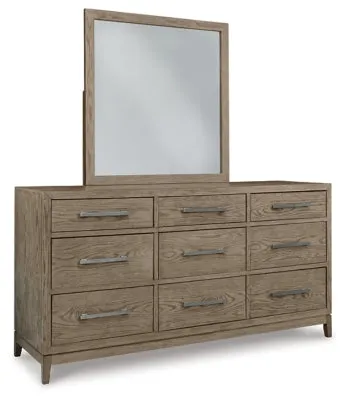 Chrestner California King Panel Bed with Mirrored Dresser