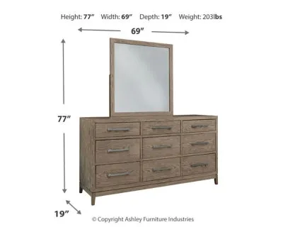 Chrestner California King Panel Bed with Mirrored Dresser