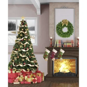 Christmas Living Room Printed Backdrop