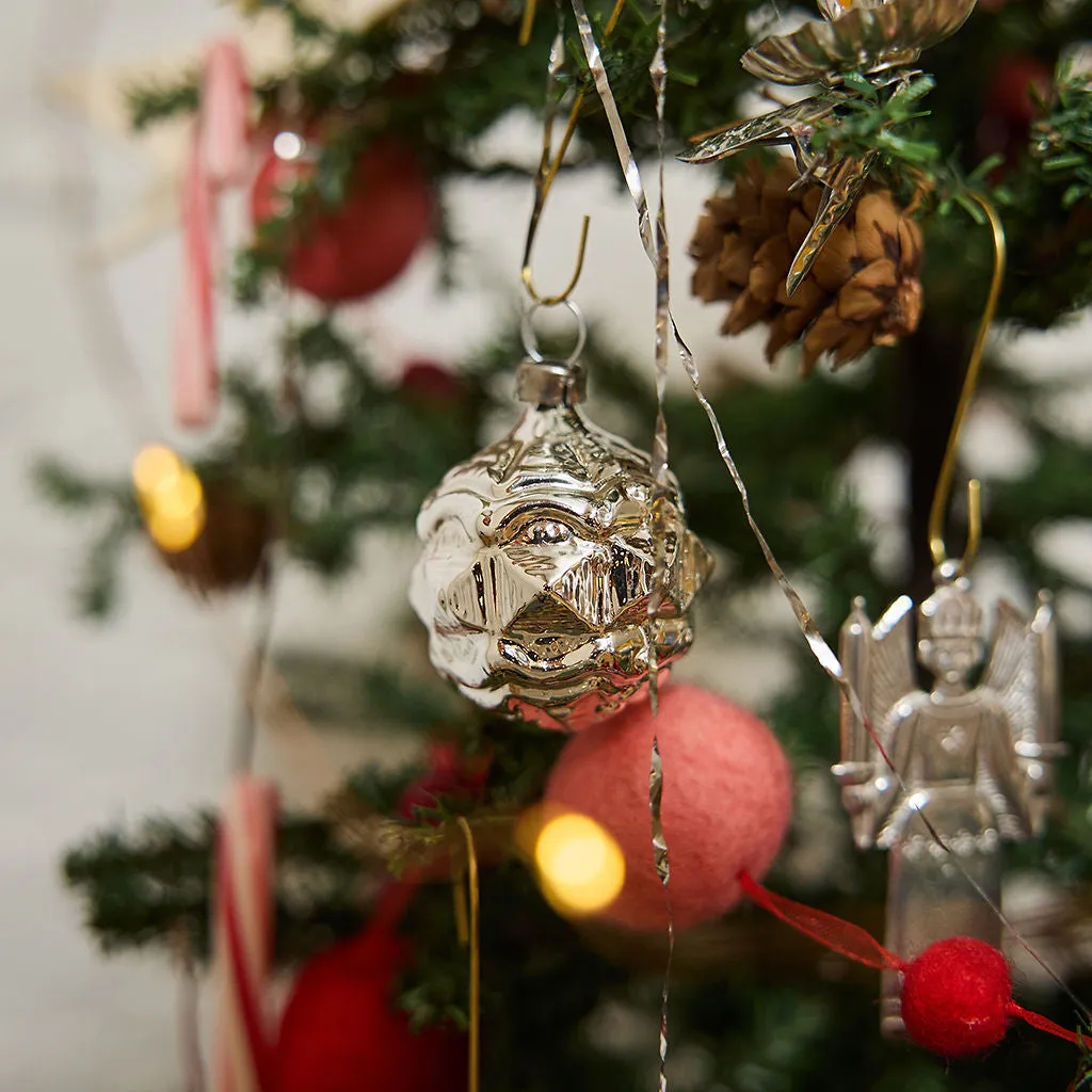 Classic Silver Handblown Glass Ornaments - 6 Piece Set