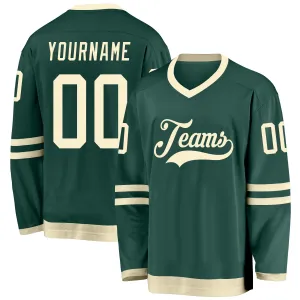 Custom Green Cream Hockey Jersey