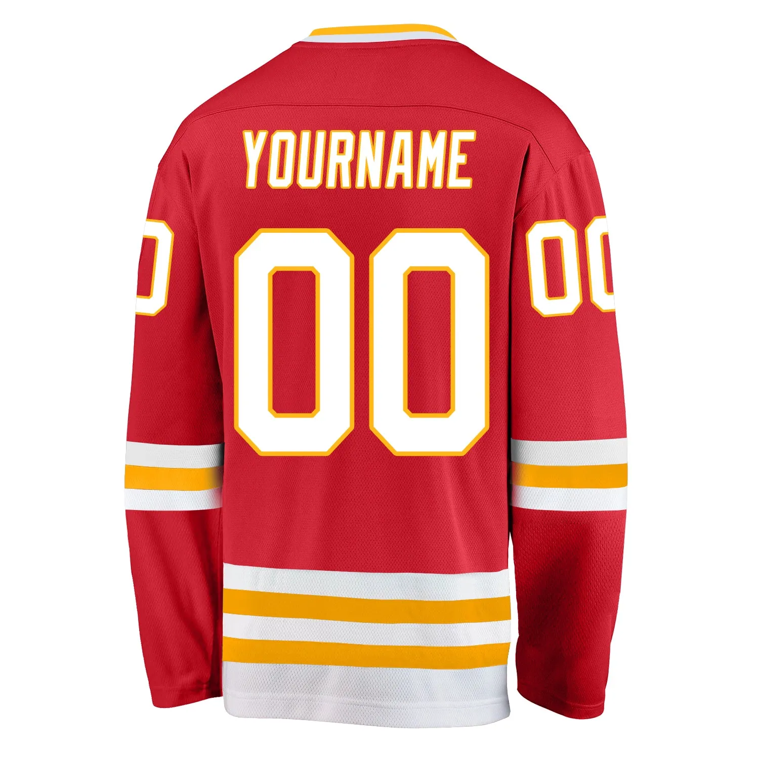 Custom Red White-Gold Hockey Jersey