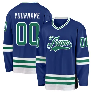 Custom Royal Kelly Green-White Hockey Jersey