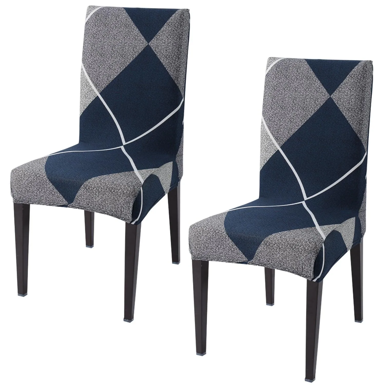 Elastic Stretchable Dining Chair Cover, Blue Rhombus