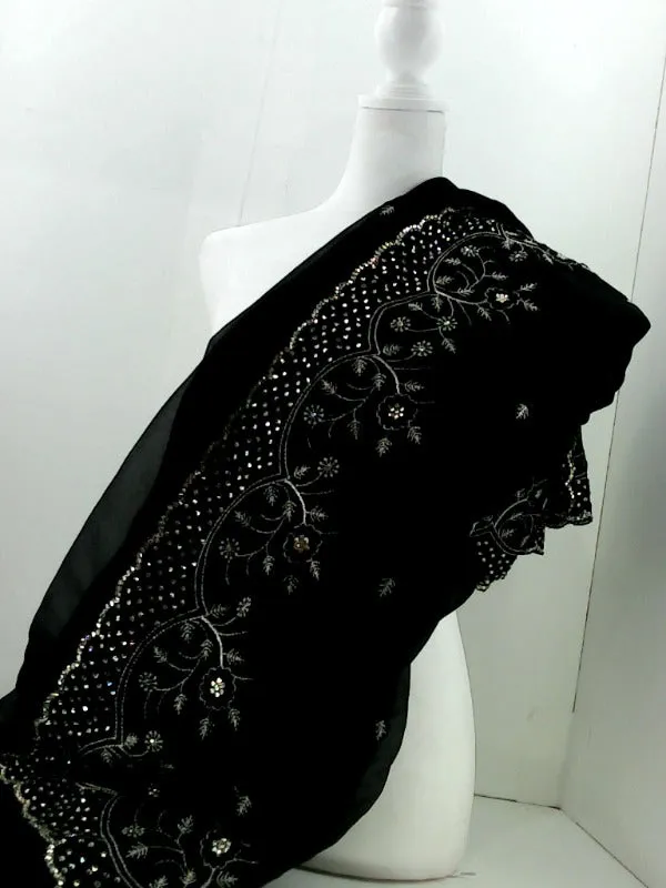 Elegant Black Saree with Golden Embroidery Border