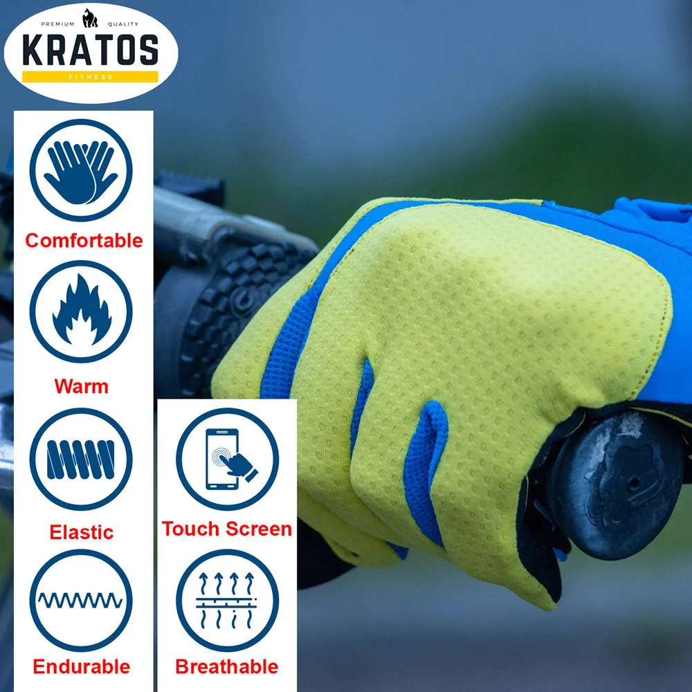 Enduro MTB Full Finger Cycling Gloves For Women & Men Anti-Slip Yellow Bluw