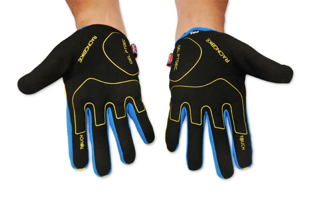 Enduro MTB Full Finger Cycling Gloves For Women & Men Anti-Slip Yellow Bluw