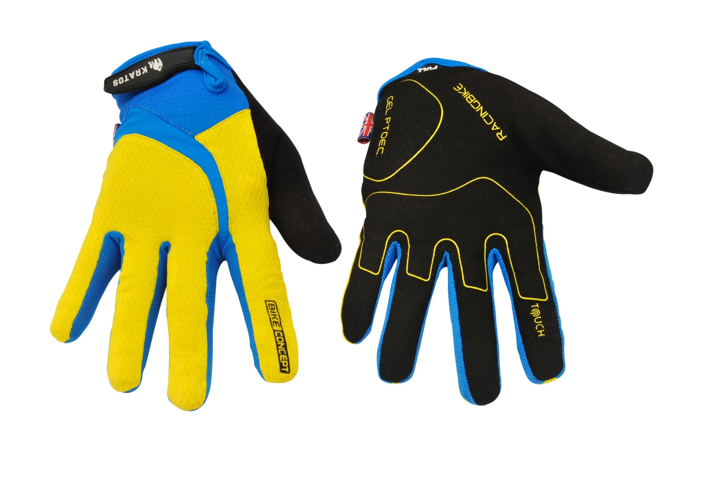 Enduro MTB Full Finger Cycling Gloves For Women & Men Anti-Slip Yellow Bluw