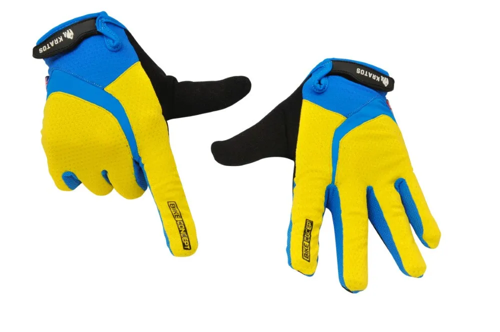 Enduro MTB Full Finger Cycling Gloves For Women & Men Anti-Slip Yellow Bluw