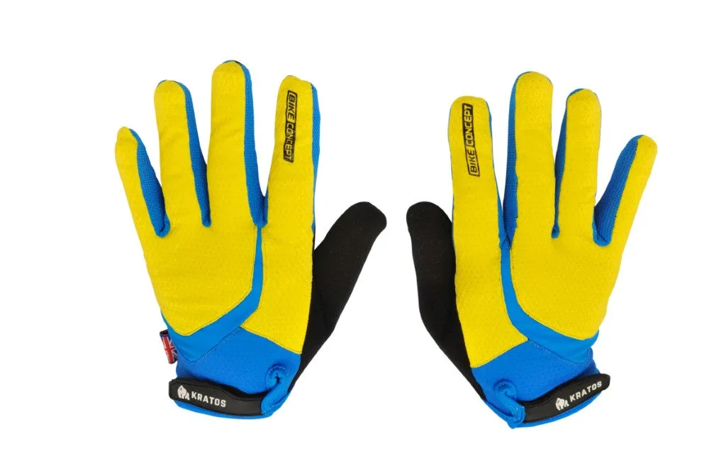 Enduro MTB Full Finger Cycling Gloves For Women & Men Anti-Slip Yellow Bluw