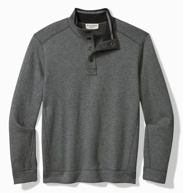 Flip Coast Reversible Snap Mock Sweatshirt in Ash Grey Heather by Tommy Bahama