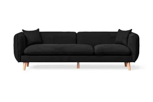 Florence 4 Seater Sofa Black Velvet