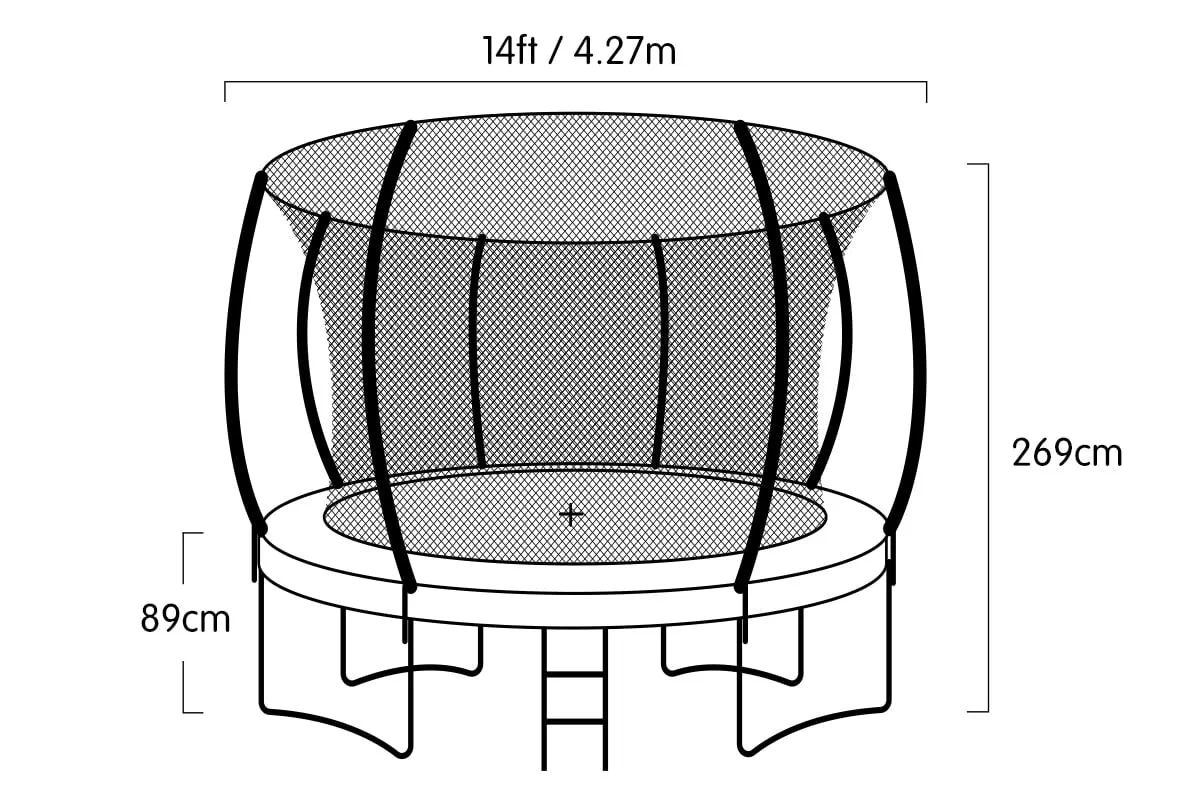 Heavy Duty 14ft Trampoline Set with Safety Net & Hoop - Kahuna