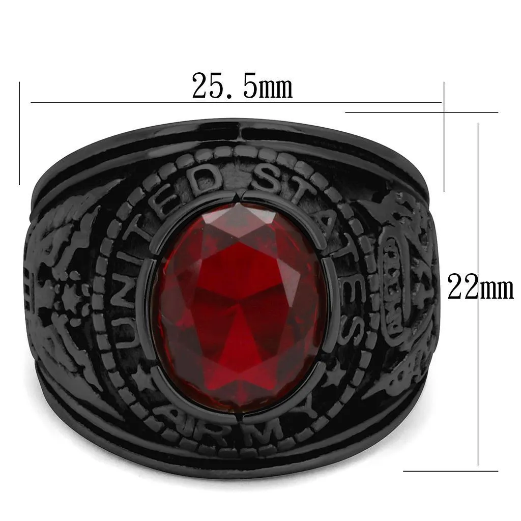 IP Black(Ion Plating) Stainless Steel Ring with Synthetic Synthetic Glass in Siam for Women Style TK414706J