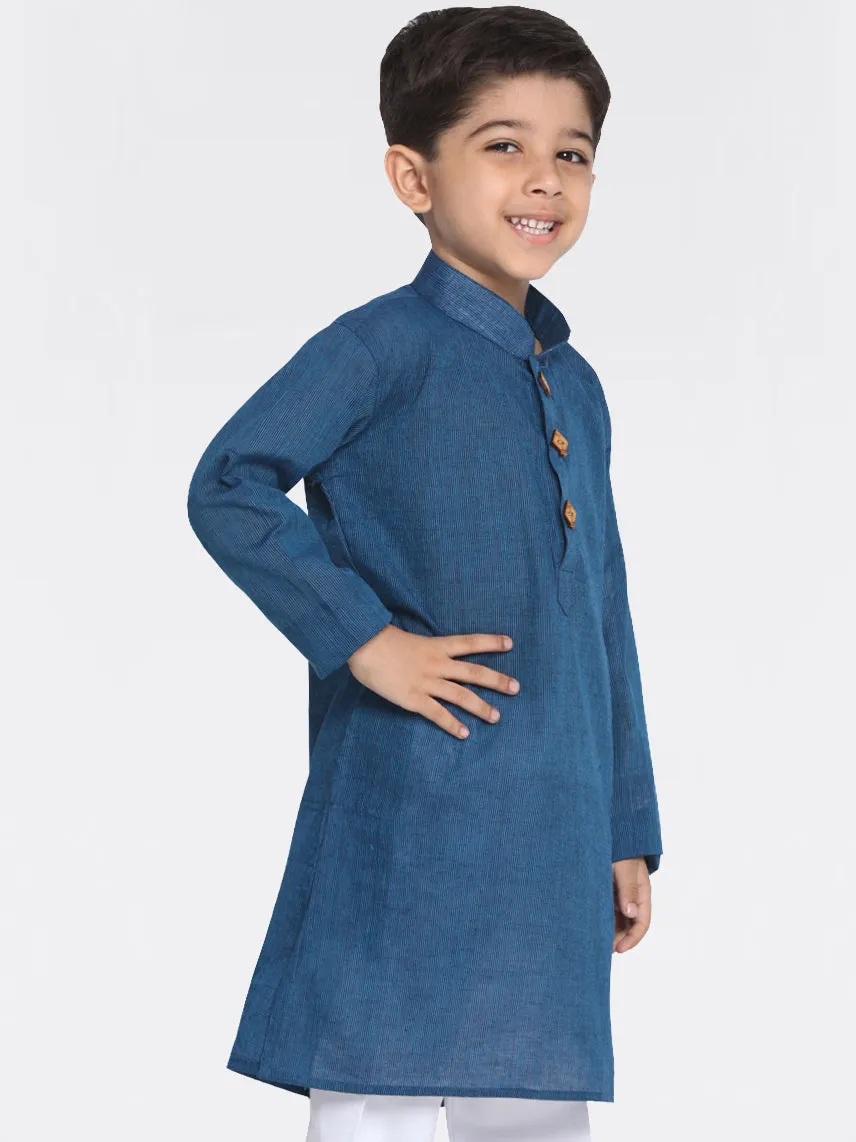 Jashvi Boys Blue Handloom Pure Cotton Kurta