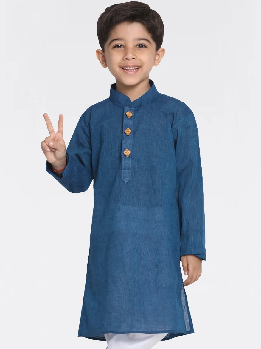 Jashvi Boys Blue Handloom Pure Cotton Kurta