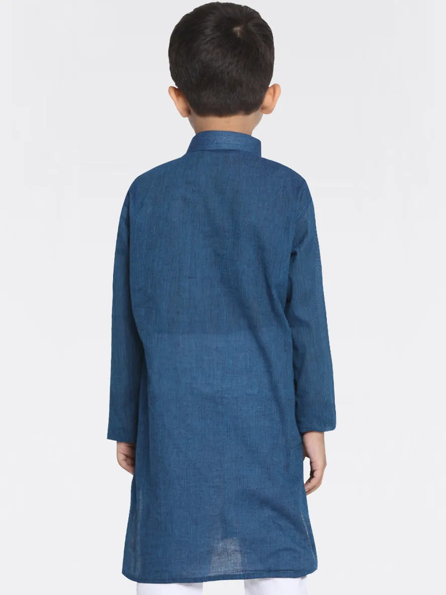 Jashvi Boys Blue Handloom Pure Cotton Kurta