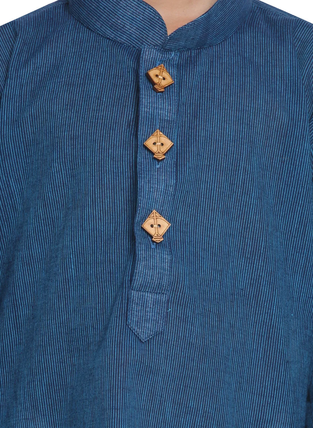 Jashvi Boys Blue Handloom Pure Cotton Kurta