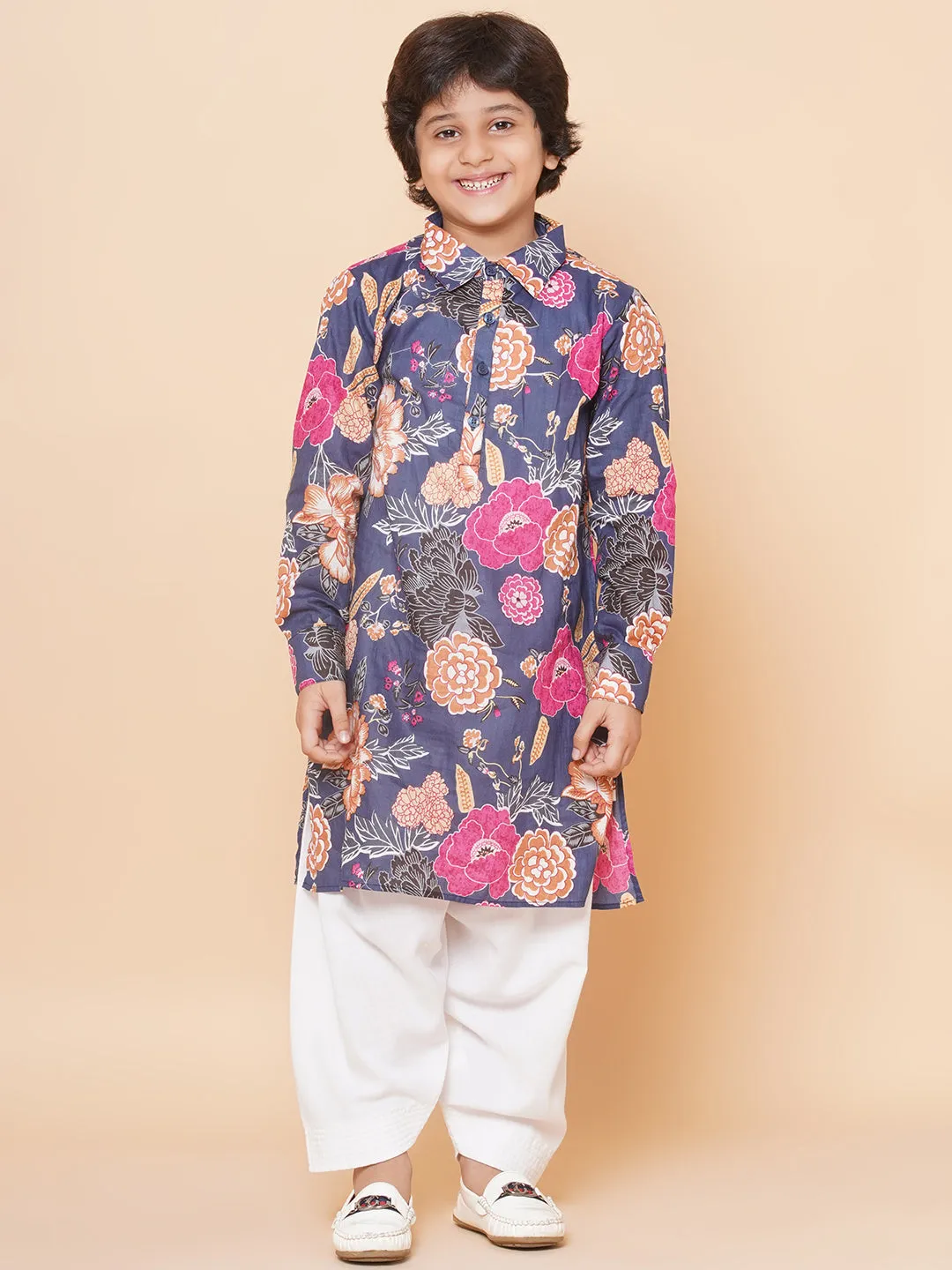 Jashvi Boys Blue Printed Kurta with Salwar