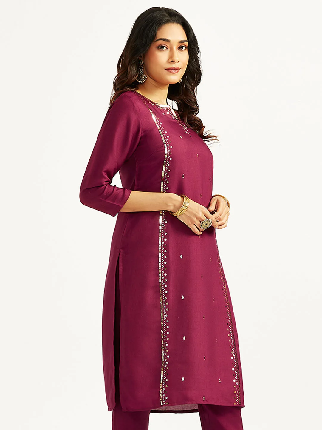 Jashvi Women's Wine Only Kurta