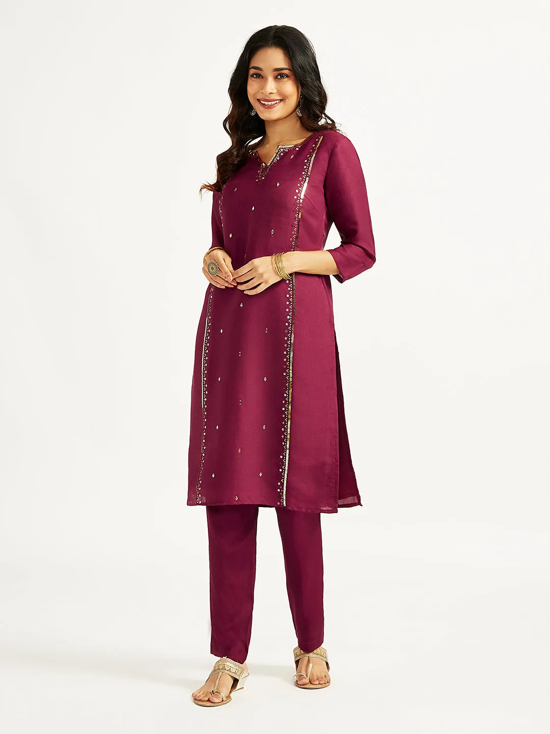 Jashvi Women's Wine Only Kurta