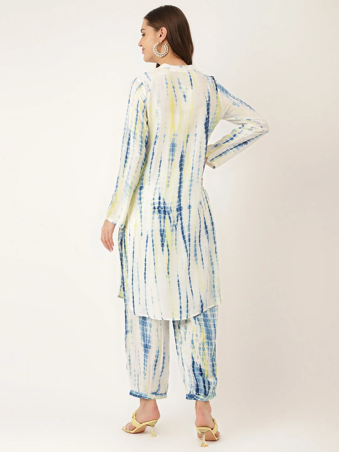 Jashvi Yellow Blue Tie Dye Muslin Co Ord Set