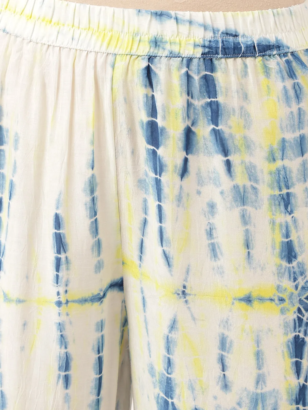 Jashvi Yellow Blue Tie Dye Muslin Co Ord Set