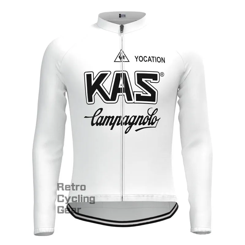 KAS White Retro Long Sleeve Cycling Kit