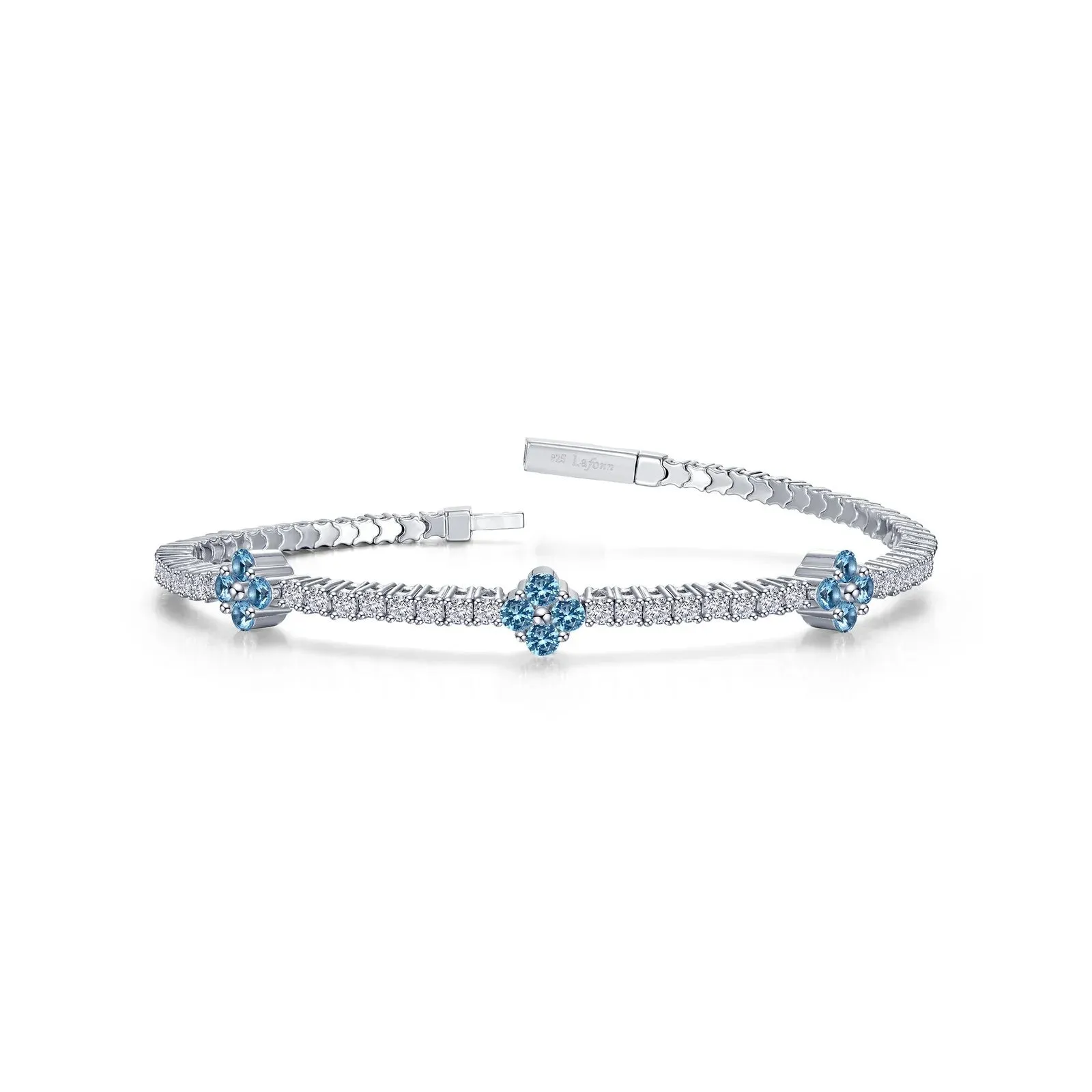 Lafonn Simulated Diamond & Blue Topaz Clover Flexible Tennis Bracelet B0201BTP68