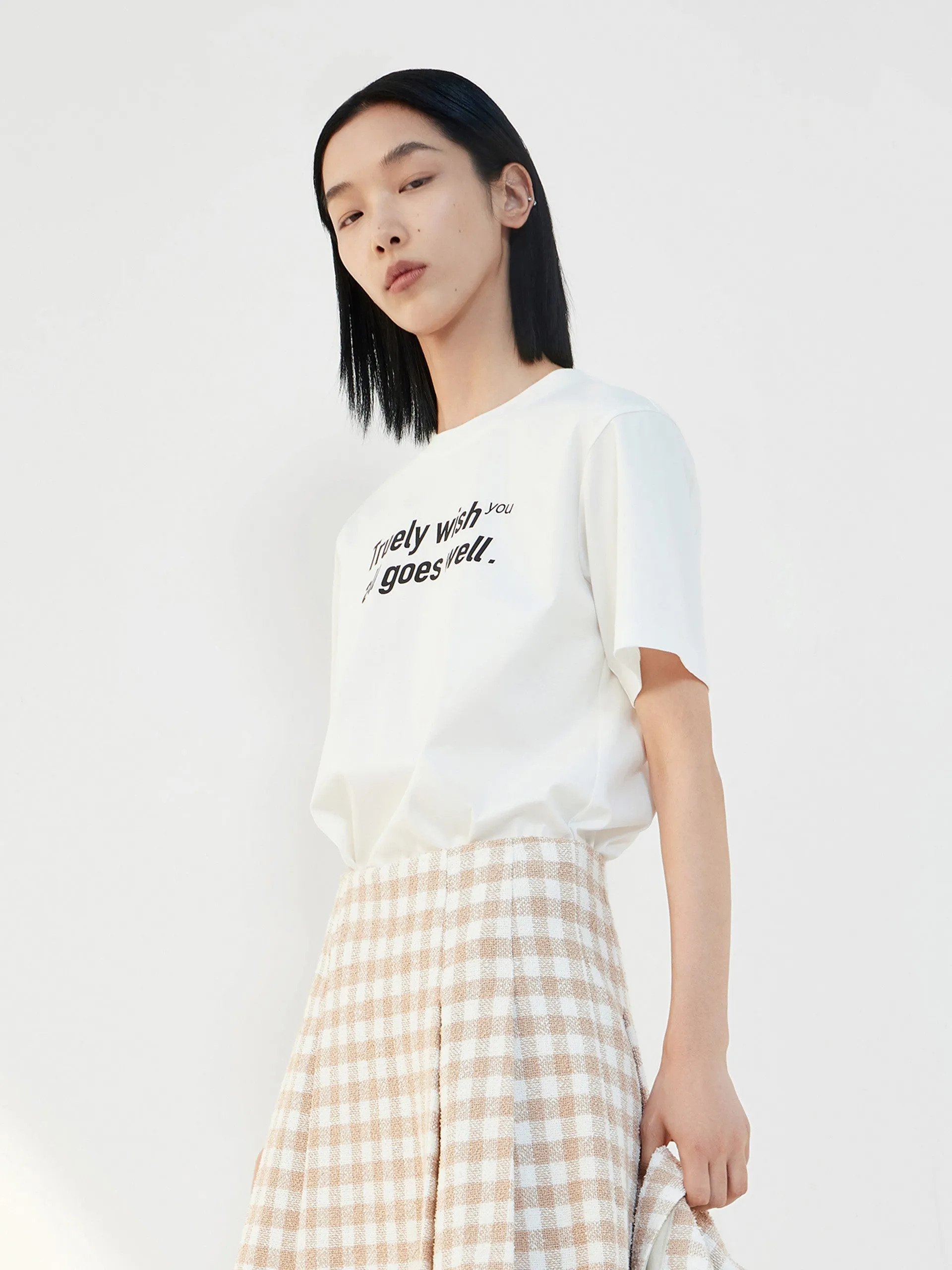 Letter Print Cotton T-shirt