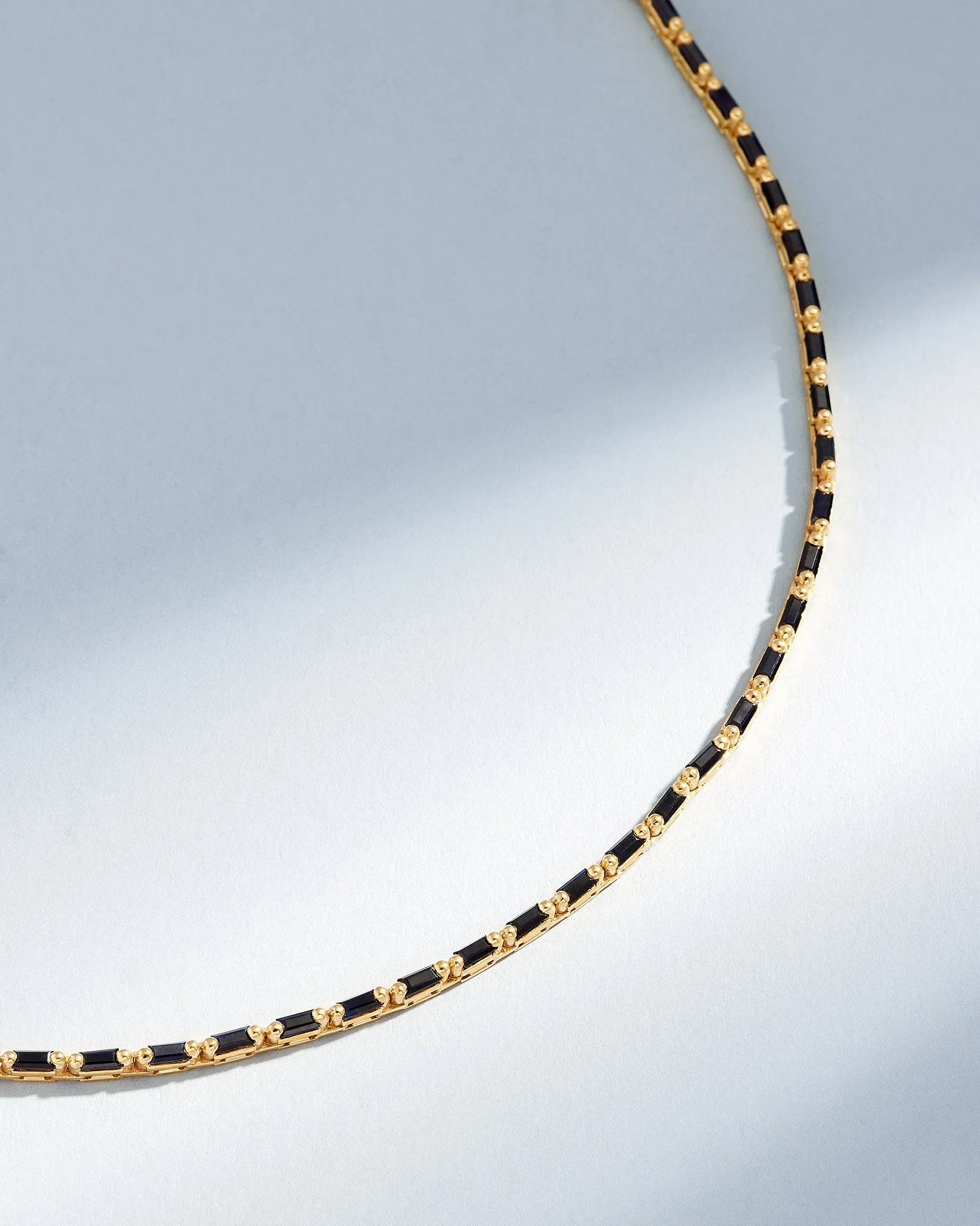 Linear Full Black Sapphire Tennis Necklace