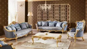 Luxury Modern Living Room Carving Sofa Set