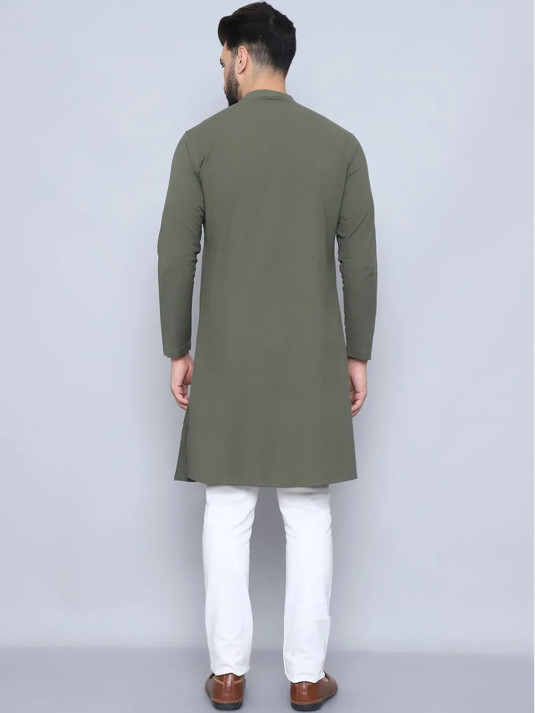 Men's Green Pure Cotton Sherwani Kurta - Even Apparels