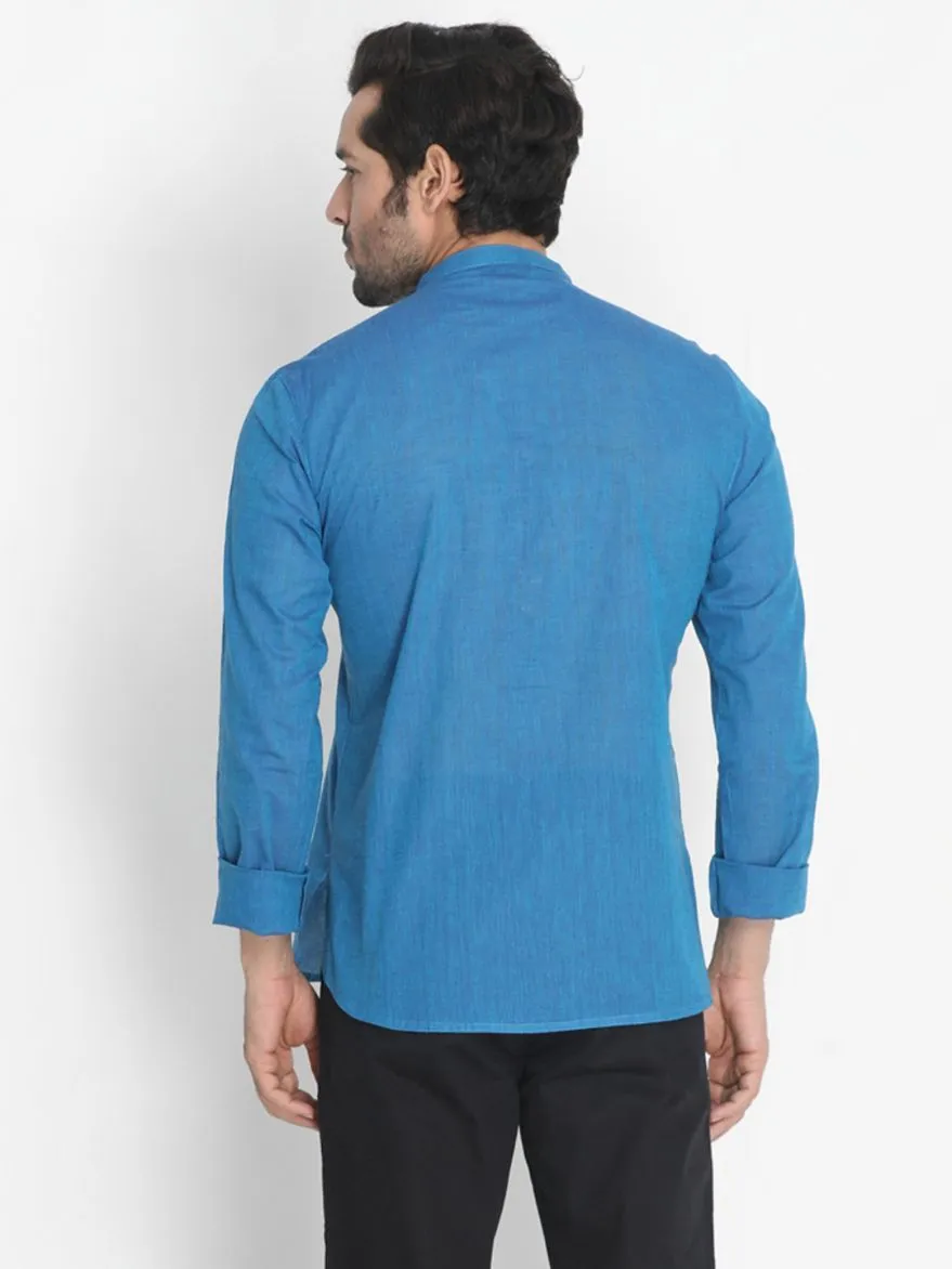 Men's Pure Cotton Blue color Kurta for Men's - Vastramay