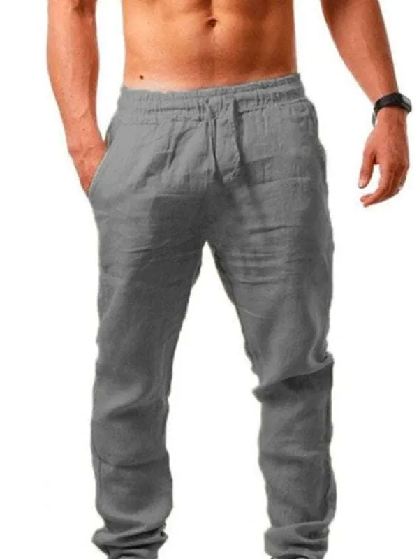 Men's solid elasticated waist loose-fitting casual pants